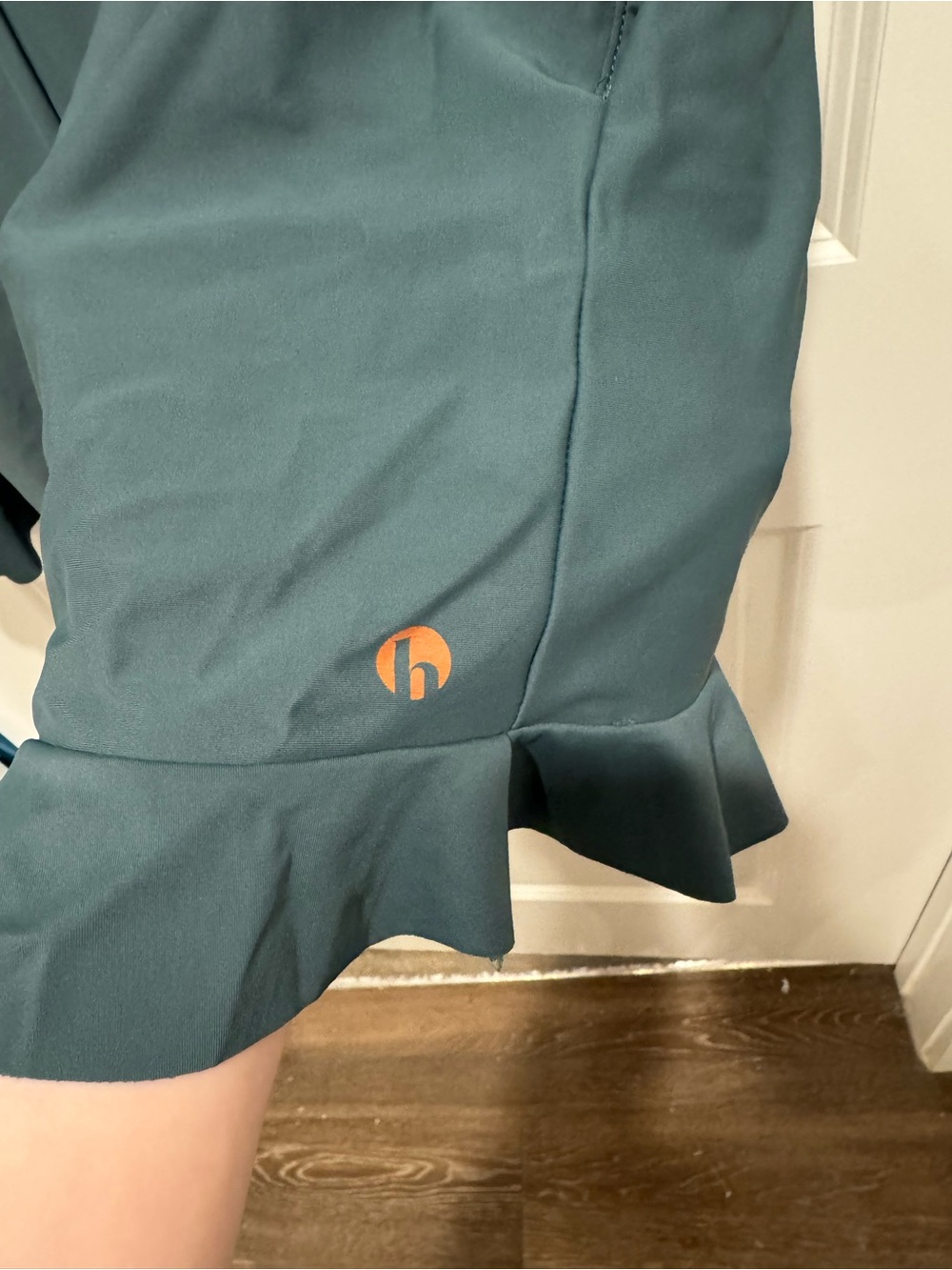 Honey Mark Ginger Swim Romper with Ruffle Hem in Juniper Blue - Picture 3 of 8